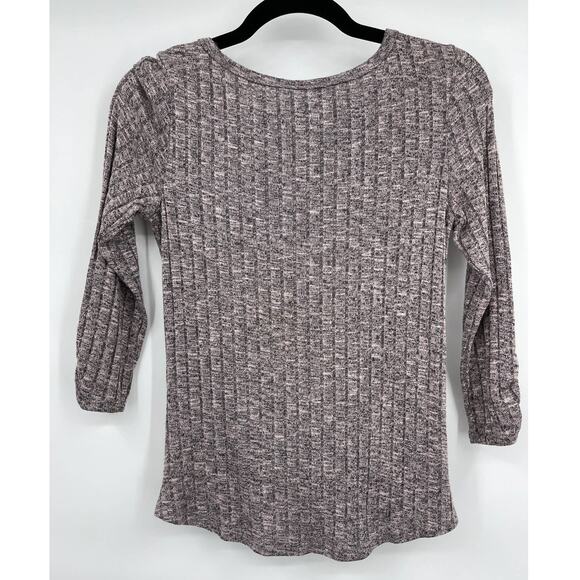 IZ Byer Womens Gray Twist Front Knot Blouse Top Ribbed 3/4 Sleeve Shirt Size XS - Picture 12 of 12